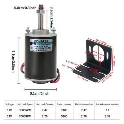 Borstelcommutatie Permanente magneetmotor met hoog koppel 30W 12V / 24V DIY-generatormotor