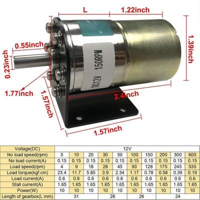 37 mm doorsnede versnellingsbak Grote koppelverlagende motor Duurzaam voor lange tijd 12V 150rpm