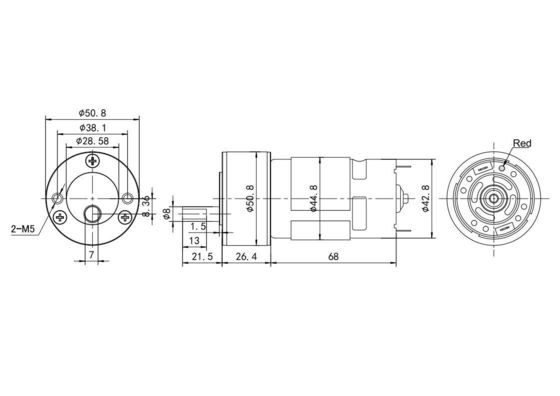 Grote koppel 75dB 42mm 12V gelijkstroomborstelmotor met IE 1 efficiëntie en rotatierichting