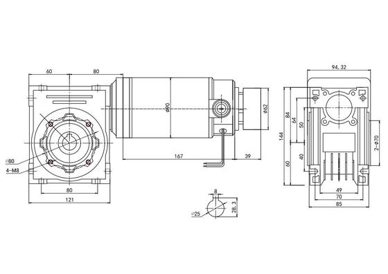 90 mm Worm Gear DC motor 250W 12V 24V D as type 50rpm YLP 80BL-154-3