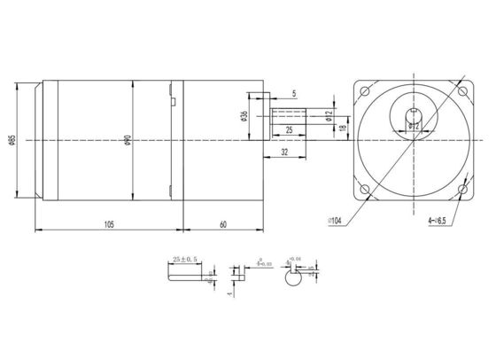 Verstelbare snelheid 60mm 24v 5w Makkelijk te bedienen gepoetste gelijkstroommotor YLP 80BL-154-3