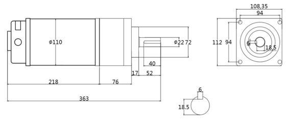 1500rpm Hoog koppel Laag snelheidsversnellingsbord DC Elektromotor 110mm 110V Professionele DC-motor