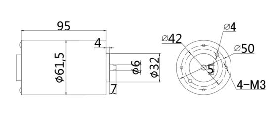 61mm 24v 60W gepoetste gelijkstroommotor met voorwaarts en achterwaarts YLP 80BL-154-3