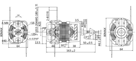 208-230 / 240 V Elektrische 76mm 100w Hoge koppel 12000rpm Universele elektrische motor