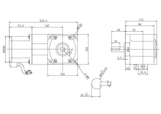 24V 48V 90mm rechthoekige tandwiel DC loopband elektromotor met 11A continue stroom