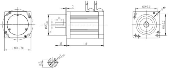 48V 220W zilveren borstelloze DC loopbandmotor voor fitness YLP 80BL-154-3