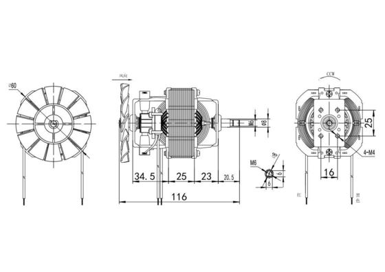 Hoge snelheid 110-220VAC enkelfasige AC loopbandmotor met draadloze as tegen betaalbare prijs