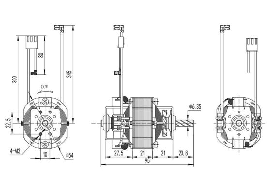 Snelheid 54 mm Motordiameter Volledig afgesloten universele wisselstroommotor voor loopband 110v 220v