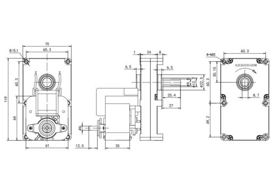 65dB Geluid 61mm 50w 100w 110v 220v 50Hz/60Hz AC Elektrische motor voor loopbandmachine