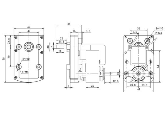61 mm 10w 50w Asynchrone elektromotor voor 110-220V/240V 50Hz/60Hz