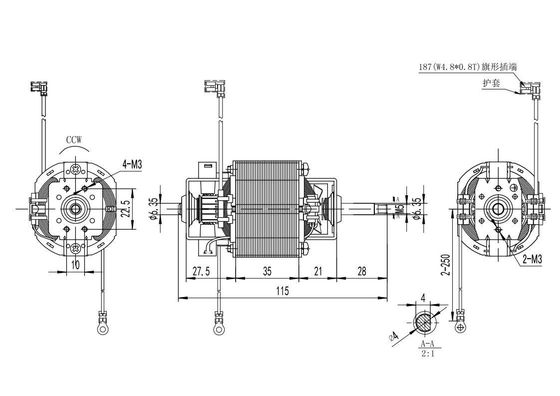 Ballenlager 63 mm AC Universal Motor 11000rpm 110v 220v 100w voor hoge snelheid loopband