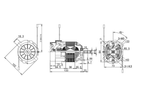 220w 230v AC universele motor 93mm loopbandmotor met niet-inductieve synchrone motor