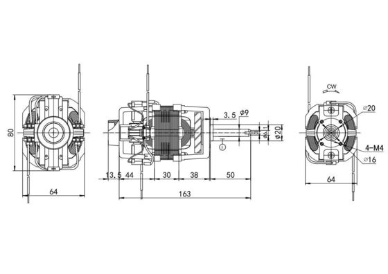 Hoge snelheid 370w 230v 50/60Hz loopbandmotor 12000rpm enkelfasig geluid 75dB universeel