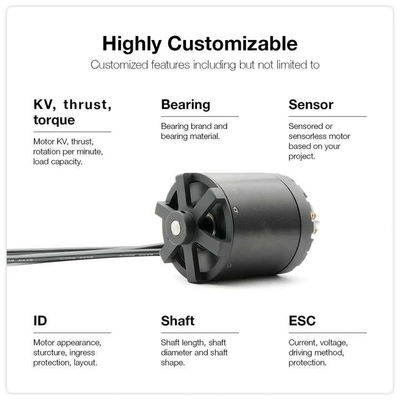 Permanente magneet 4kw Uitgangsvermogen Kleine borstelloze gelijkstroommotor voor elektrisch surfboard